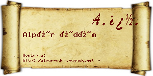 Alpár Ádám névjegykártya